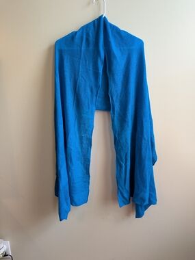 Nordstrom 100% Cashmere Bright Blue Lightweight Wrap Scarf